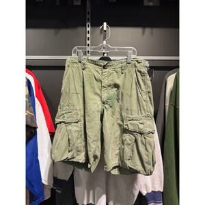 90s Vintage US Military Surplus BDU Combat Cargo Shorts Olive Green